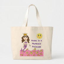 Mermaid Princess Tote Canvas Bag