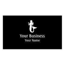 Mermaid symbol black white custom business cards