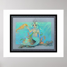 Mermaid & the Seahorse Print