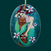 Mermaid Tiki Fantasy Art Christmas Ornament ornaments