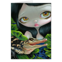 "Mermaid with a Baby Alligator" Greeting Card