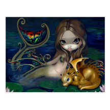 "Mermaid with a Golden Dragon" Postcard