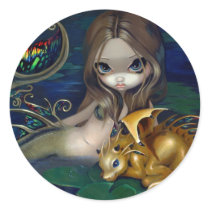 "Mermaid with a Golden Dragon" Stciker Sticker