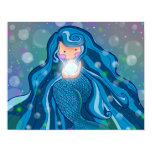 Mermaid with bright pearl poster posters