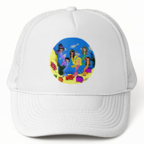 Mermaids in Ocean with Dolphins Hat