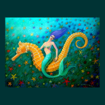 Mermaid's Ride- Magical Seahorse posters