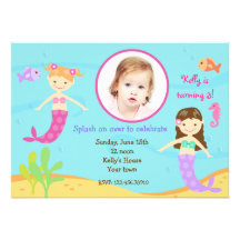 Mermaids Under the sea birthday invitations