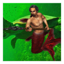 Merman with Sea Turtle Invitations