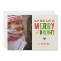 Merry and Bright Christmas/ Holiday Photo Card Custom Invitation