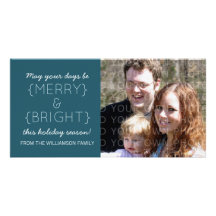 Merry and Bright Holiday Photo Card, Blue