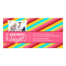 Merry and Bright Stripes Xmas Photo Cards