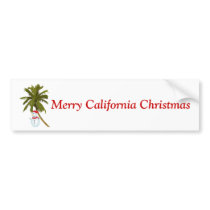 Merry California Christmas, snowman under palm Bumper Sticker