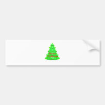 Merry Christ Christmas Tree Yellow Green White OL Bumper Sticker