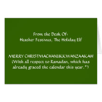 MERRY CHRISTMACHANUKKWANZAAKAH GREETING CARDS