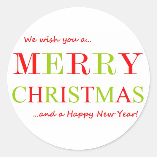 Merry Christmas and Happy New Year Round Stickers