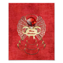 Merry Christmas Angel - Red Photographic Print