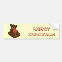 Merry Christmas Bear Bumper Sticker