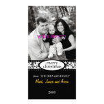 merry christmas black white ribbon customized photo card