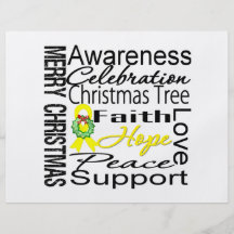 Merry Christmas Bladder Cancer Ribbon Collage Personalized Flyer