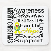 Merry Christmas Bladder Cancer Ribbon Collage Mouse Pad