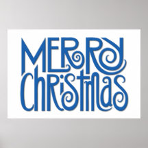 Merry Christmas blue Poster