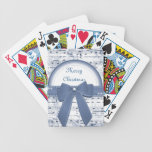 Merry Christmas blue ribbon notes playing cards playing cards