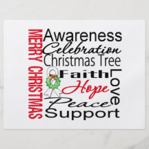 Merry Christmas Bone Cancer Ribbon Collage Full Color Flyer