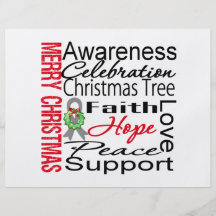 Merry Christmas Brain Cancer Ribbon Collage Custom Flyer
