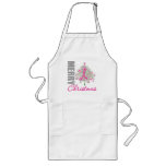 Merry Christmas Breast Cancer Pink Ribbon Wreath Apron