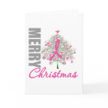 Merry Christmas Breast Cancer Pink Ribbon Wreath cards