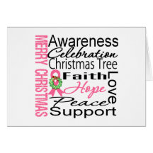 Merry Christmas Breast Cancer Ribbon Collage Card