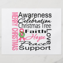 Merry Christmas Breast Cancer Ribbon Collage Flyer