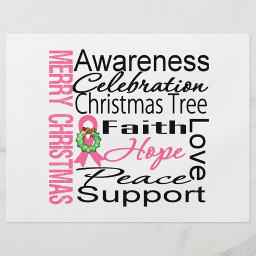 Merry Christmas Breast Cancer Ribbon Collage Flyer