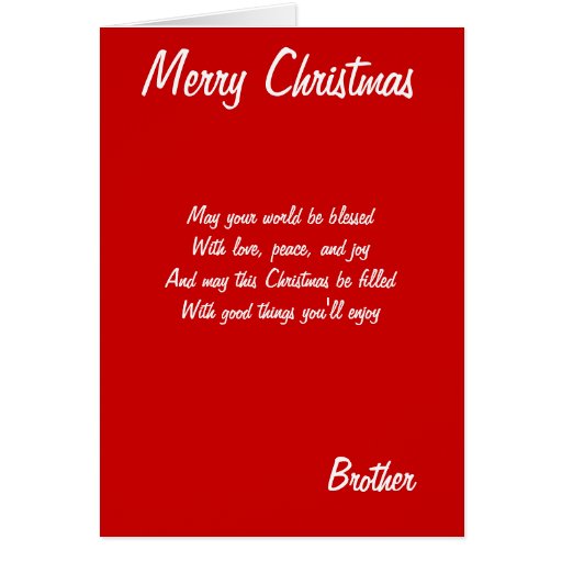 Merry Christmas brother cards  Zazzle