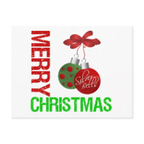 Merry Christmas Bulb Ribbon Ornanment Postcard