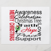 Merry Christmas Carcinoid Cancer Ribbon Collage Flyer Design