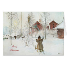Merry Christmas  - Carl Larsson Art Greeting Cards