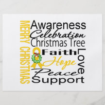 Merry Christmas Childhood Cancer Ribbon Collage Custom Flyer