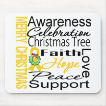 Merry Christmas Childhood Cancer Ribbon Collage Mousepad