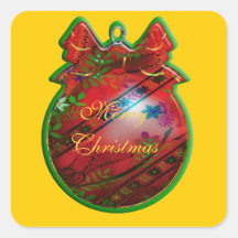 Merry Christmas Christmas Globe Square Stickers