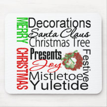 Merry Christmas Collage Wreath Mousepad