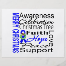 Merry Christmas Colon Cancer Ribbon Collage Full Color Flyer