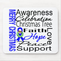 Merry Christmas Colon Cancer Ribbon Collage Mousepad