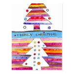Merry Christmas Contemporary Trees postcards