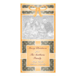Merry Christmas Custom Photo Orange Brown Customized Photo Card