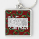 Merry Christmas Cut Out Photo Frame Wreaths Keychain