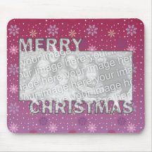 Merry Christmas Cut Out Pink Purple Snowflakes Mousepads