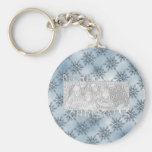 Merry Christmas CutOut Photo Frame Blue Snowflakes Key Chain