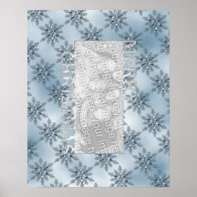 Merry Christmas CutOut Photo Frame Blue Snowflakes Print