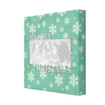 Merry Christmas CutOut Photo Frame Mint Snowflakes Canvas Print
